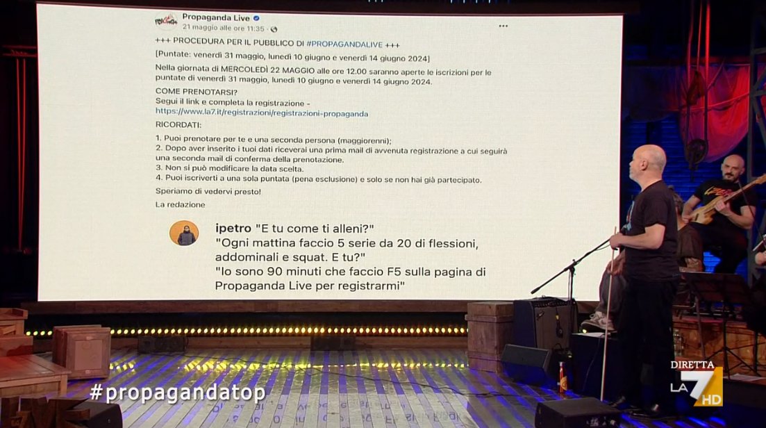 Il problema della prenotazione dei posti per il nostro pubblico #propagandatop #propagandalive