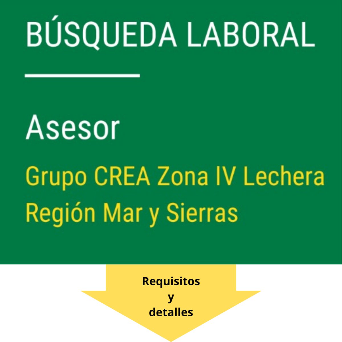 Asesor CREA Zona IV Lechera 🐄
Requisitos y detalles 👉 crea.hiringroom.com/jobs/get_vacan…