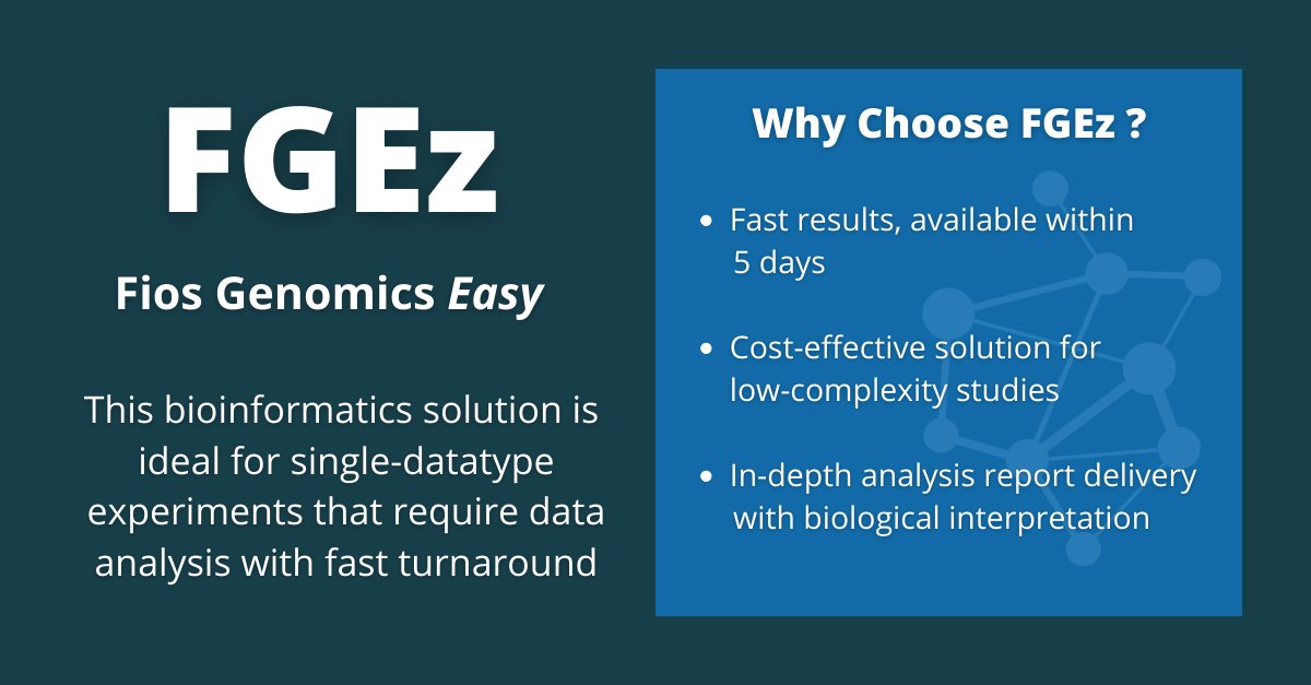 Need fast turn around #dataanalysis? 🔎🧬

Our FGEz #bioinformatics package, for smaller numbers of comparisons, is the answer! 
fiosgenomics.com/services/fast-… 

#transcriptomics #lipidomics #proteomics #metabolomics