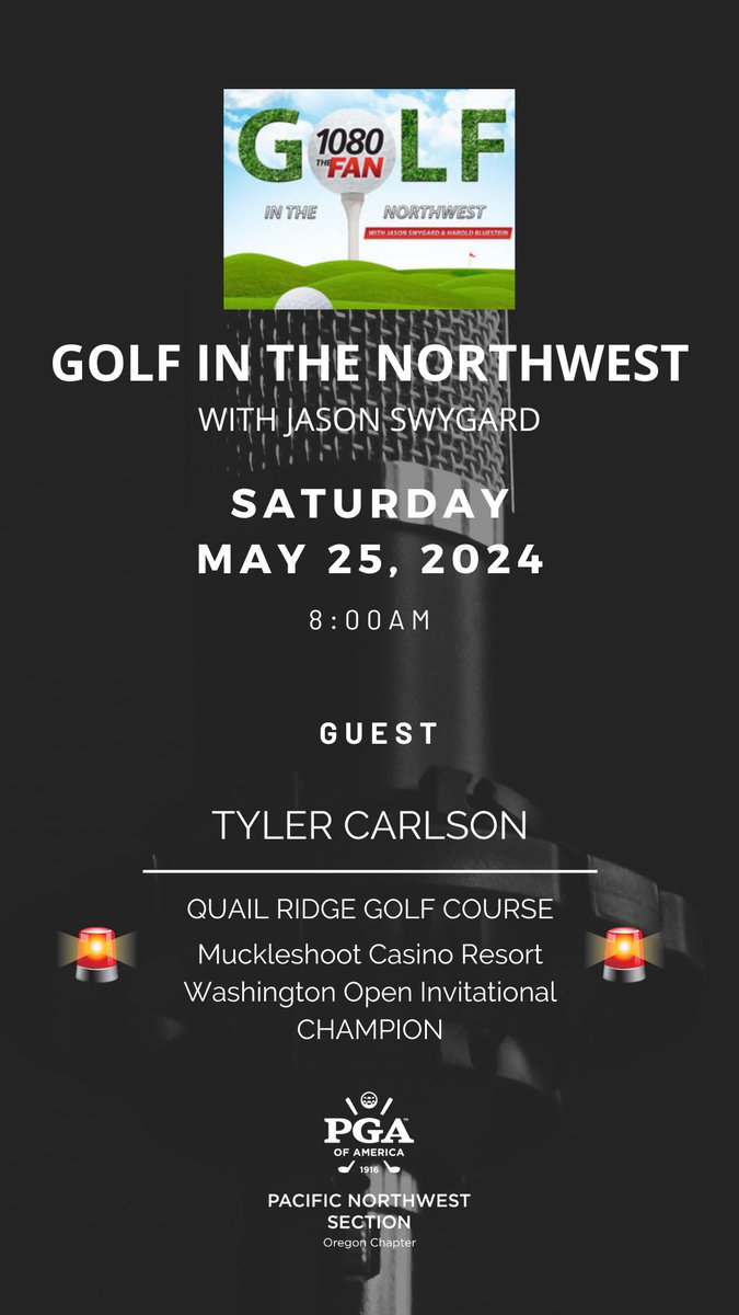 Make sure to tune in tomorrow to hear <a href="/FANswag/">Jason Swygard</a> talk to Tyler Carlson from Quail Ridge GC, who just won the Muckleshoot Casino Resort Washington Open Invitational 🏆