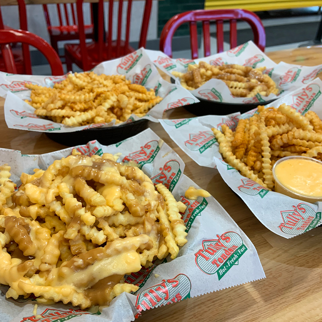 Fryday. Try our Cheese, Turtle, Gravy, or Disco Fries during Late Night🍟
.
.
.
.
#tullystenders #tenders #chickentenders #buffalotenders #asiantenders #oswegony #drivethru #eatlocal