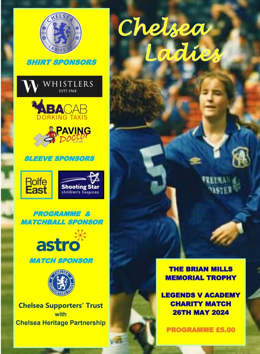 TonyFarmer13's tweet photo. CHELSEA LADIES CHARITY MATCH 

WE NEED YOUR HELP 🙏💙🙂
PHYSIO URGENTLY REQUIRED.

Unfortunately our physio has pulled out and we urgently need to find one. The match is taking place at Dorking Wanderers this Sunday, Kick-off 3.30pm. If anybody has suitable experience or know of someone who may be available please comment below or email chelseawfclegends@aol.com 
Thanks in advance 💙