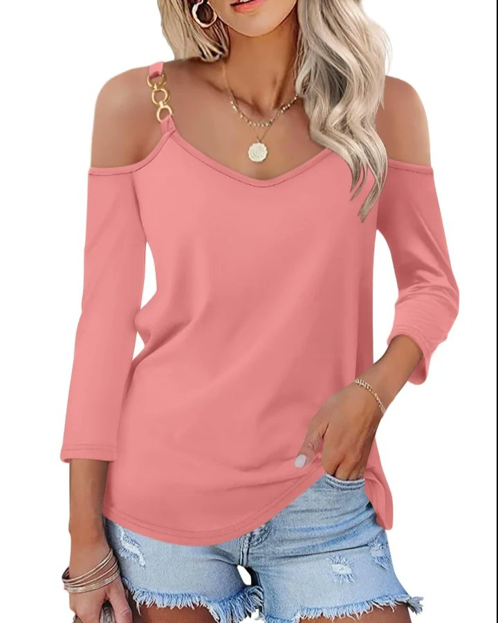 NOW AVAILABLE 💙 SHOPIFY LINK BELOW!
210ChicCargo.MyShopify.com
TICTICMISS Women's 3/4 Sleeve V- Neck Cold Shoulder Blouse 
Available in 19 colors.
#SustainableStyle #FashionTrends #StyleInsider #casualstyle #summerstyle #fashionblogger #fashionstyle  #shopifyseller  #amazonfashion