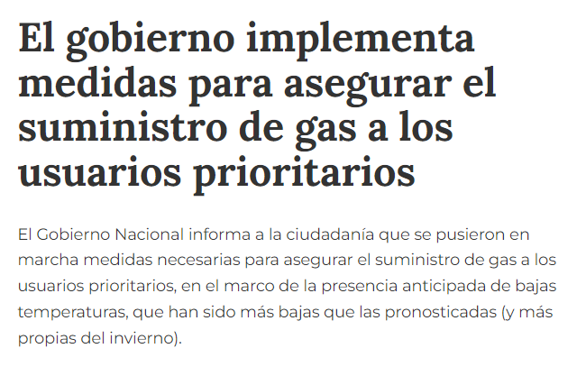 Argentina faces a gas shortage 🇦🇷⚠️ 🥶 Colder than normal weather is boosting demand above available supply, while domestic production grapples with bottlenecks 🛻 The government is halting delivery of LNG to some transport stations, and will purchase more shipments from abroad