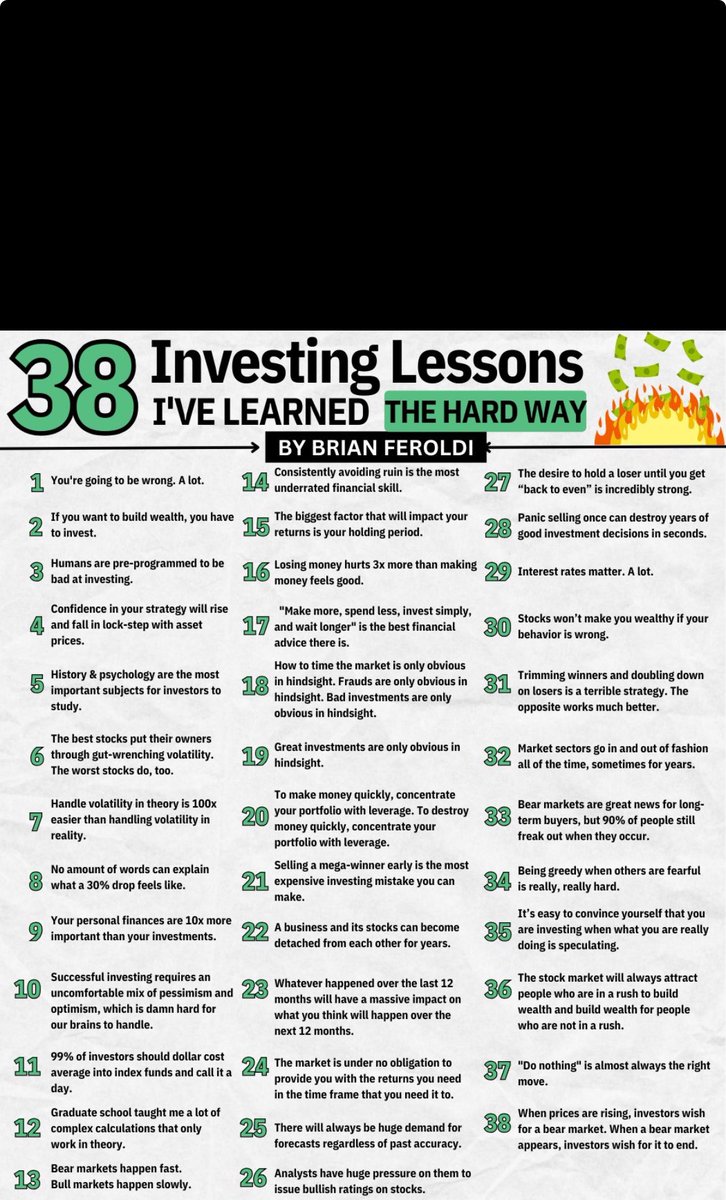 Just read of this page myself, think it is really useful at whatever investing stage you are at. Always invest✌🏼

#CarcelParaXChong #StockAlerts #Stockideas #StockMarketTips