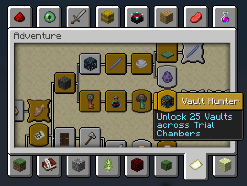 The first alpha build for 1.21's snapshots is now here!
34 new advancements about Trial Chambers, Breeze, Mace, and much more!

Download in the PMC page's description at:
bit.ly/3u9BXTr