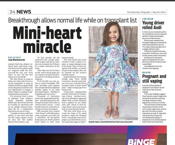 More amazing media coverage for @carmine_3Dheart and his team today in the @dailytelegraph. Well done! 👏 #heartwarrior #heartresearch bit.ly/3UYWWpg