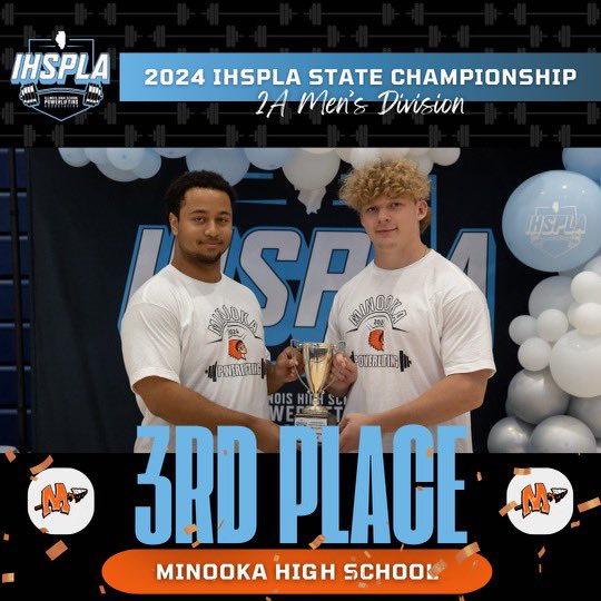 2A M. Division Team Finishes:

🥇Lockport Porters
🥈New Trier Trevians
🥉Minooka Indians

All competing teams did an amazing job this season - congrats to the athletes, coaches, families, and schools!
