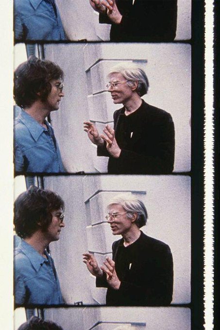 John Lennon & Andy Warhol at a party, 1971.