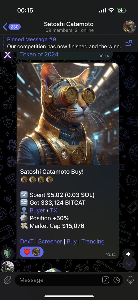 FINALLY WE HAVE A BUYBOT AFTER 3 days.
Might not seem a lot but we at $BITCAT are extremely happy for many reasons 🔥🔥
Thank you <a href="/SafeguardRobot/">Safeguard</a> 🔥🔥