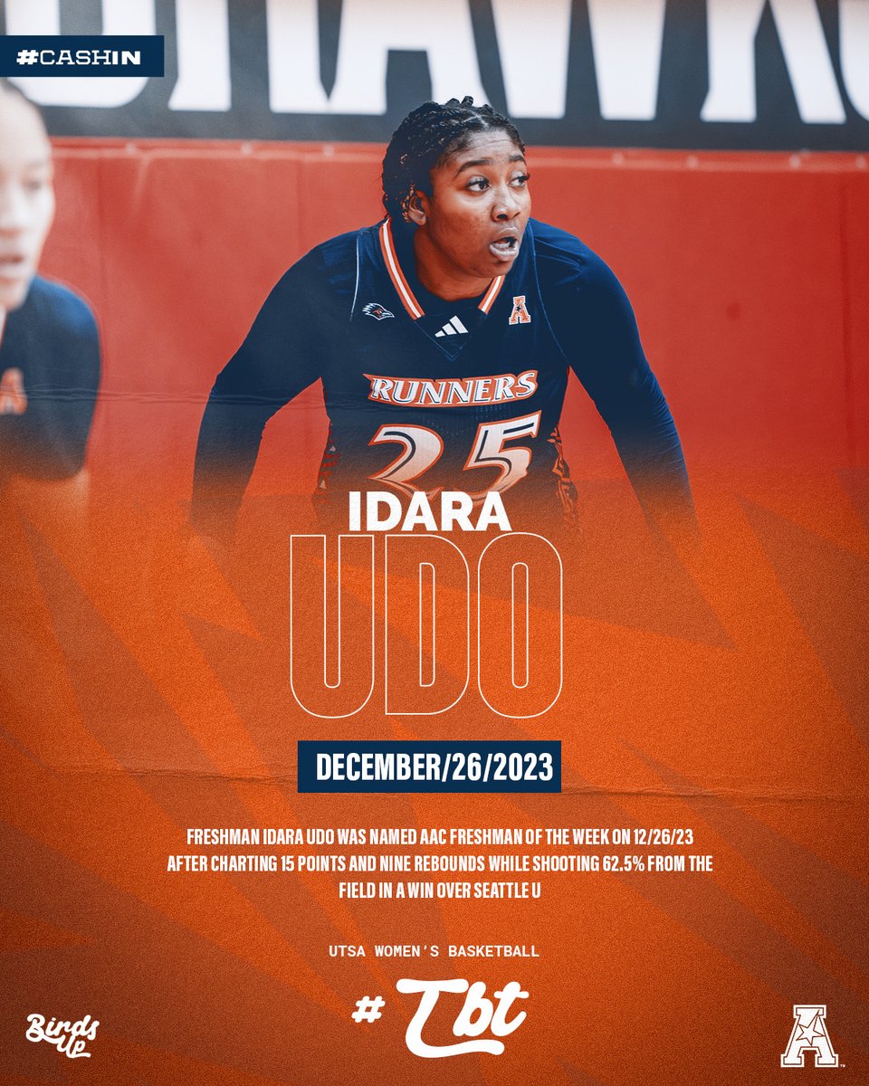 #TBT to when Idara Udo was named AAC Freshman of the Week!

#BirdsUP 🤙 | #LetsGo210 | #CashIn 🏀