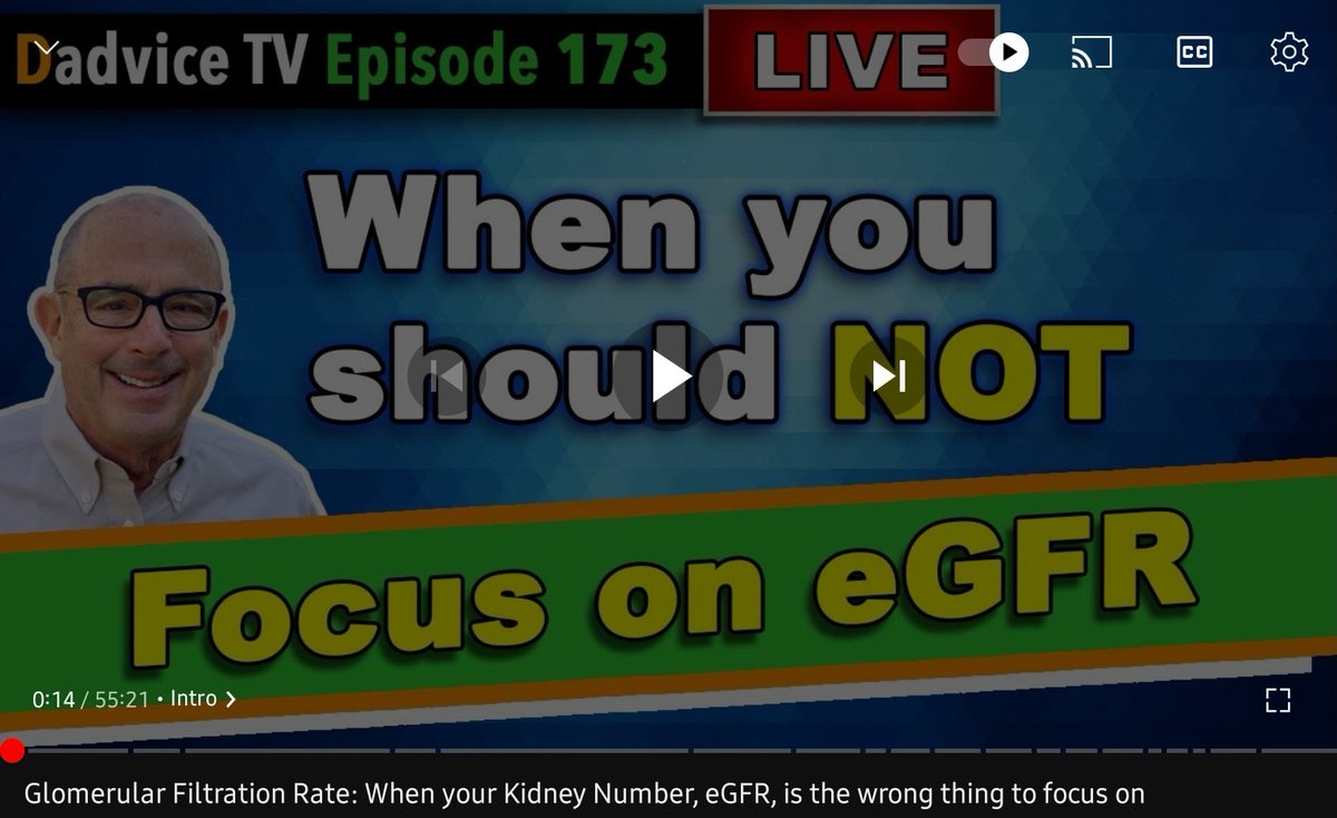 Glomerular Fltration Rate: When your #kidney number #eGFR is the wrong thing to focus on

youtube.com/live/_nfpFCwVI…

#ckd #akd #esrd #eskd #health #renal #CystatinC #nephropathy #nephrologist