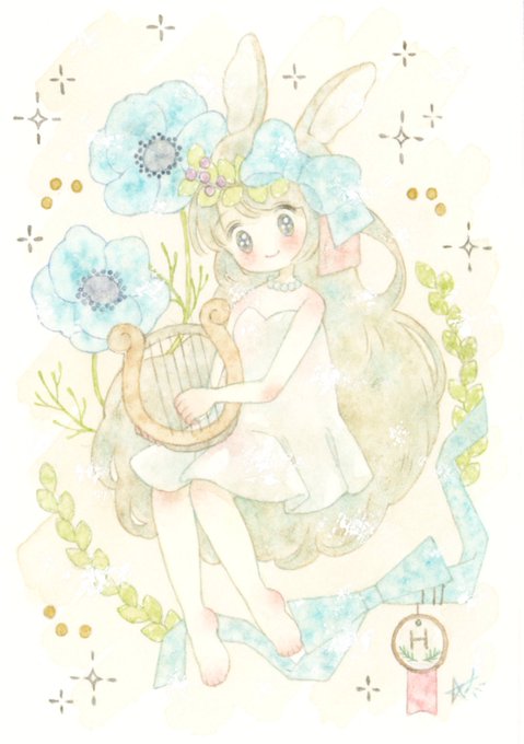 「blue bow white dress」 illustration images(Latest)