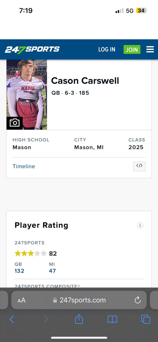 Blessed to be ranked a 3⭐️ by @247Sports and @AllenTrieu. @RisingStars6 @TheD_Zone @MIexposure @coachwaltbell @CoachJoeDavis @CoachJKos @coachvanhavel @QuarterbackUniv