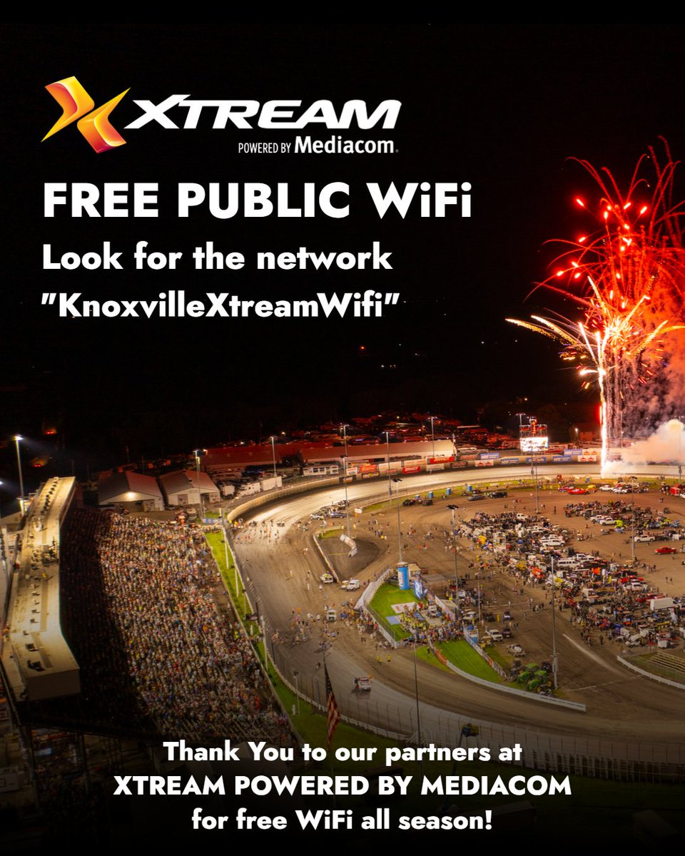 Knoxville Raceway (@knoxvilleraces) on Twitter photo While you are here visiting us enjoy Free Wifi thanks to our partners with Xtream powered by Mediacom!
🛜<a href="/MediacomCable/">Mediacom Cable</a> While you are here visiting us enjoy Free Wifi thanks to our partners with Xtream powered by Mediacom!
🛜<a href="/MediacomCable/">Mediacom Cable</a>