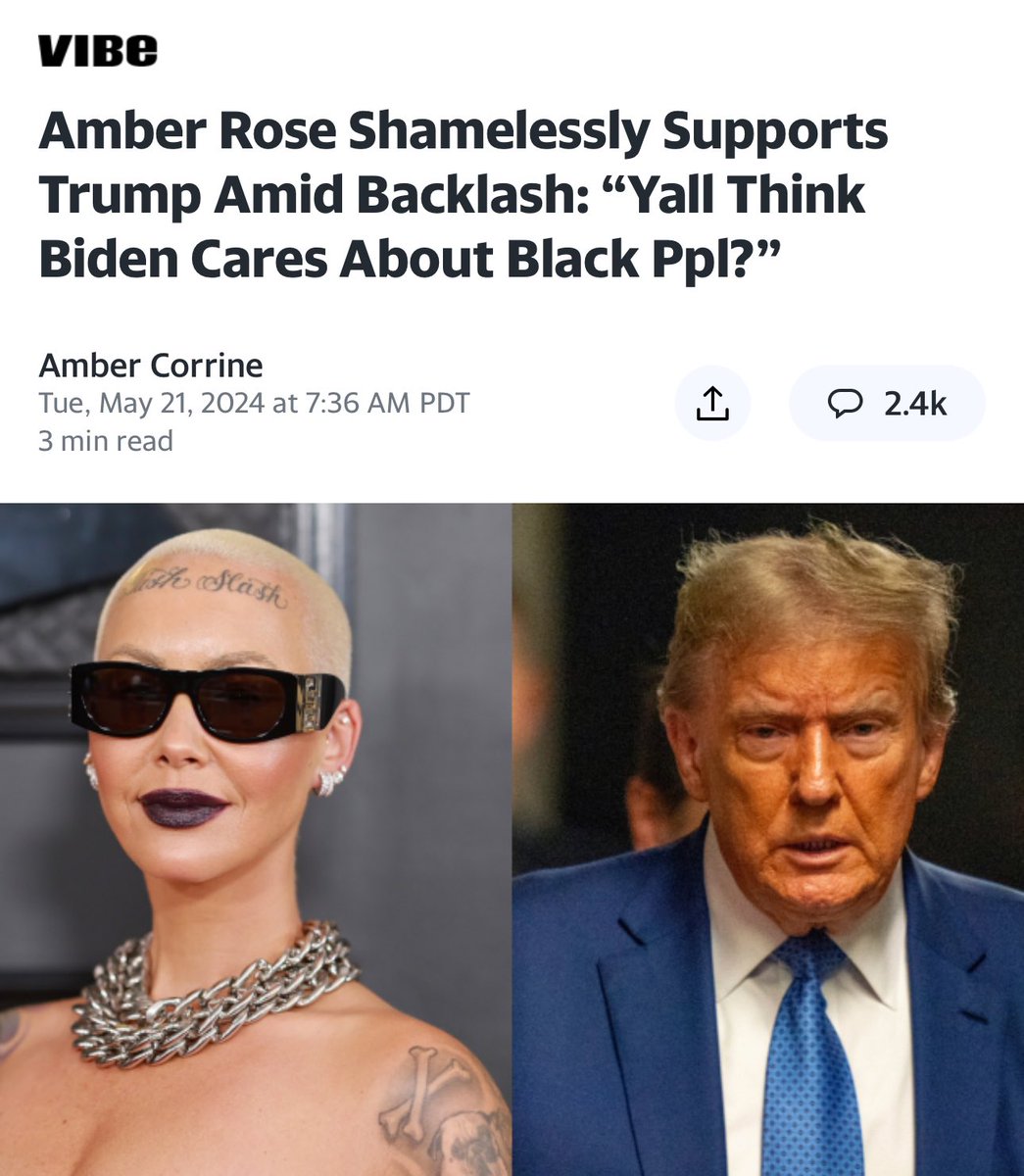 Adding Amber Rose to the famous black artist list voting for Trump 🇺🇸 Amber Rose, a model and rapper, has publicly shown her support for former President Donald Trump's 2024 presidential bid, despite facing significant backlash. She shared a photo on Instagram with Trump and