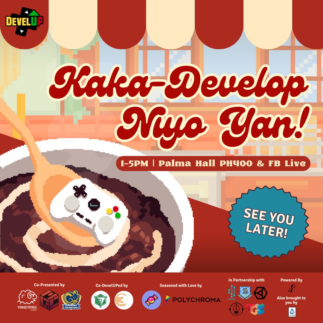 DevelUP_Diliman's tweet photo. #KakaDevelopNiyoYan is finally open for business! 🫣🔥
See you at 1PM, Room PH400 Palma Hall, UP Diliman, and on our FB Live 👀 We can't wait to serve you 🧑🍳🤵🍽️
Don't forget to check our venue guidelines and reminders for those attending onsite 📝
#DevelUP #LetDevsCook https://t.co/QAHh5VKQ7J