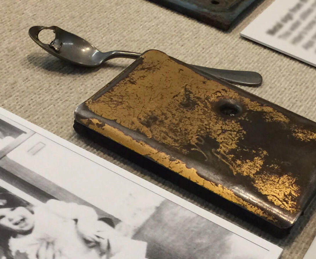 This prayer book and spoon deflected a German sniper’s bullet and saved the life of Pfc. George E. Ferris of the 87th Infantry Division. 😳 Shot near Friedewald, Germany, Ferris was carried off the battlefield by his squad leader whose helmet was shot off in the process. 🪖