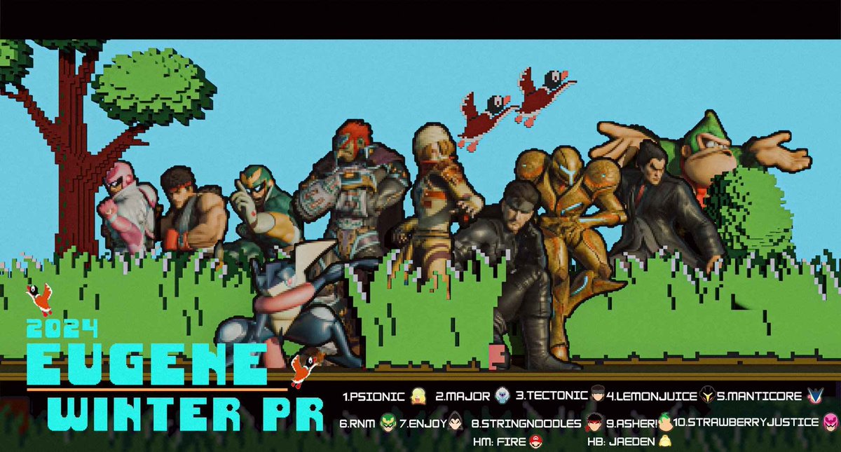DD | Major (@majorssb) on Twitter photo Excited to announce the Eugene 2024 WINTER PR!!! (January-March)
1. <a href="/PsionicSmash/">Psionic</a>
2. <a href="/MajorSSB/">DD | Major's Mansion</a>
3. <a href="/tect0nicssb/">EC Tedtonic</a>
4. Lemonjuice
5. <a href="/ManticoreTiger/">Manticore</a>
6. <a href="/RNM_SSB/">WP l RNM aka The Red Menace</a>
7. <a href="/Enj0yTG/">Enj0y</a>
8. StringNoodles
9. Asher!
10. <a href="/StrawberryAFboi/">StrawberryJustice</a>
HM. <a href="/UnlawfulFoxy/">Fire</a>
HB. <a href="/Jaedenssb/">Jaeden</a>
Congrats to everyone! Excited to announce the Eugene 2024 WINTER PR!!! (January-March)
1. <a href="/PsionicSmash/">Psionic</a>
2. <a href="/MajorSSB/">DD | Major's Mansion</a>
3. <a href="/tect0nicssb/">EC Tedtonic</a>
4. Lemonjuice
5. <a href="/ManticoreTiger/">Manticore</a>
6. <a href="/RNM_SSB/">WP l RNM aka The Red Menace</a>
7. <a href="/Enj0yTG/">Enj0y</a>
8. StringNoodles
9. Asher!
10. <a href="/StrawberryAFboi/">StrawberryJustice</a>
HM. <a href="/UnlawfulFoxy/">Fire</a>
HB. <a href="/Jaedenssb/">Jaeden</a>
Congrats to everyone!