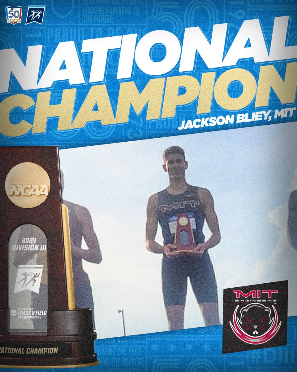 🏆 NATIONAL CHAMPION 🏆 Jackson Bliey of @MITathletics takes the men's high jump title with a top leap of 2.14m. #D3tf | #WhyD3