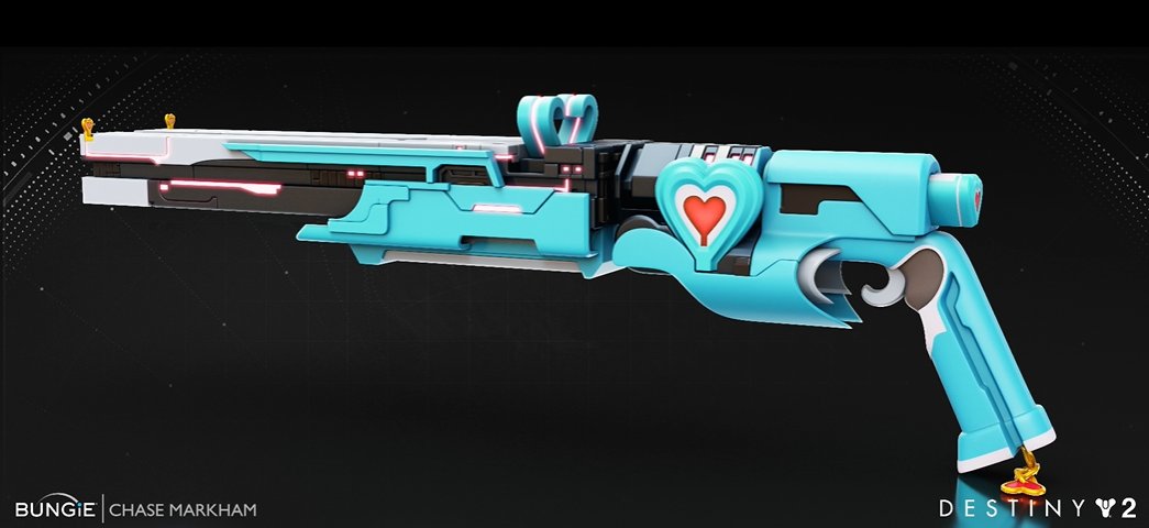 Weapon ornament has a charm in the back.