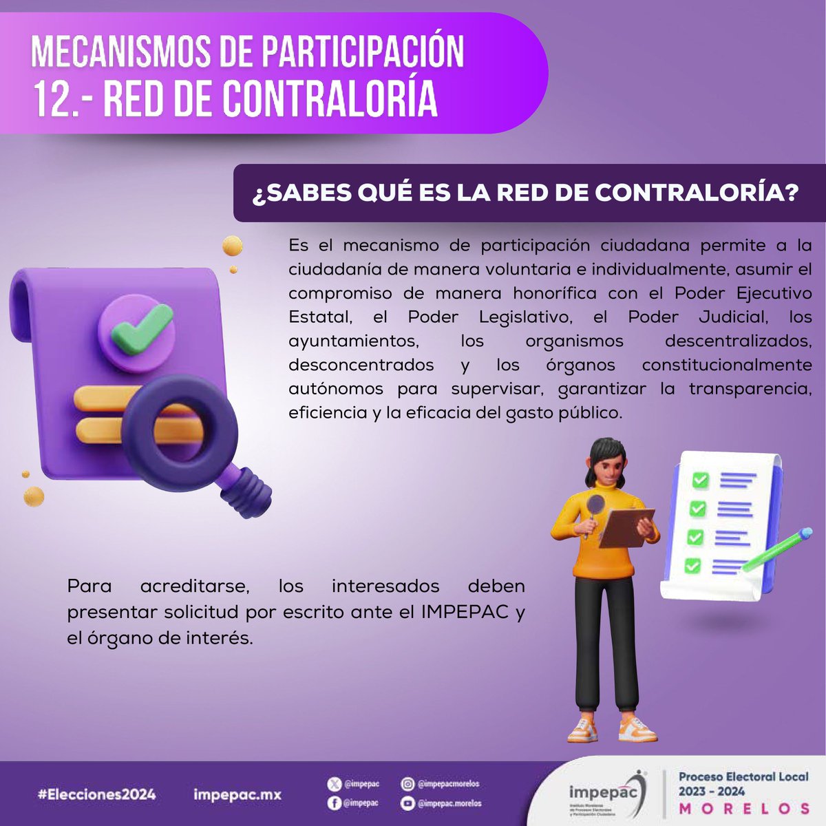 ¿Conoces los mecanismos de participación ciudadana? El @impepac te invita a conocer cinco mecanismos de participación ciudadana, que están a tu alcance para hacerte escuchar, que son: el congreso abierto, la asamblea ciudadana, la difusión pública, y la red de contraloría.