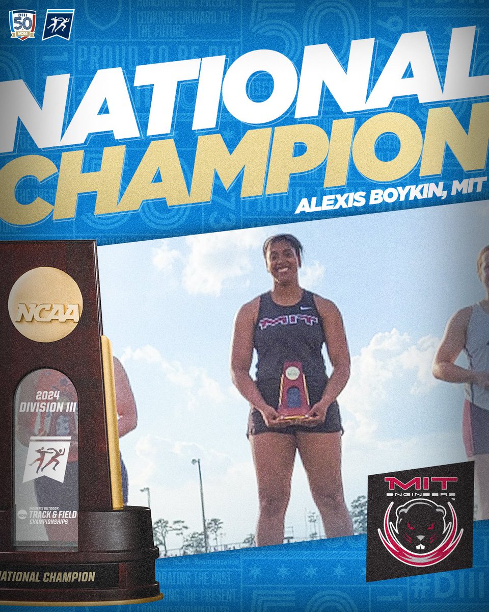 🏆 NATIONAL CHAMPION 🏆 Alexis Boykin of @MITAthletics wins the women's shot put in the final round with a throw of 15.44m. #D3tf | #WhyD3