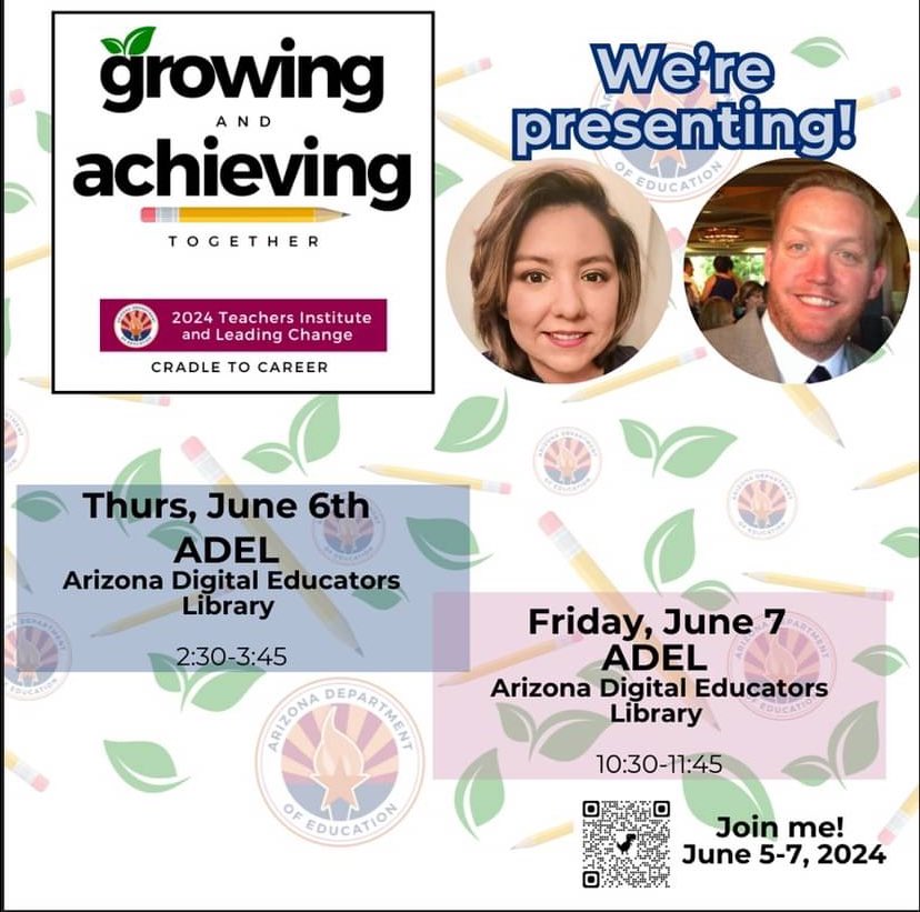 🔔Tianna & Eric are co-presenting Arizona Department of Educations new Digital Library! 

🚨This will be an engaging session for teacher leaders to take back to your campuses. #Arizona #summerPD #TeachersAZ 

🚨NEW ADEL Portal🚨