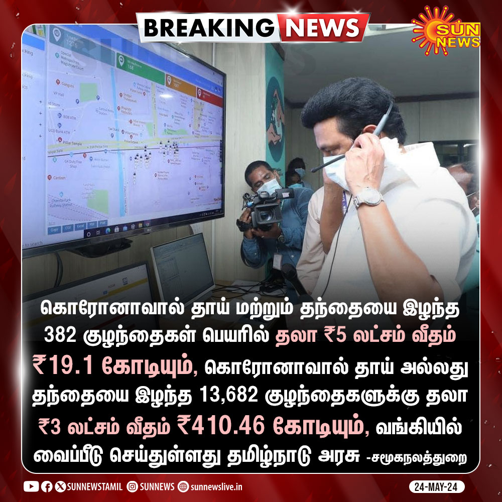 Vikram Rathore (@stalinforindia) on Twitter photo sunnews #BREAKING | கொரோனாவால் பெற்றோரை இழந்த குழந்தைகள் பெயரில் வங்கியில் வைப்பீடு! #SunNews | #CoronaRelief | <a href="/mkstalin/">M.K.Stalin</a> sunnews #BREAKING | கொரோனாவால் பெற்றோரை இழந்த குழந்தைகள் பெயரில் வங்கியில் வைப்பீடு! #SunNews | #CoronaRelief | <a href="/mkstalin/">M.K.Stalin</a>