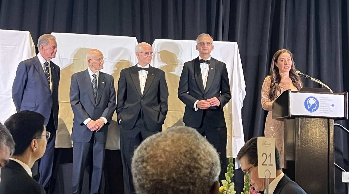 Five chairs of stage at the 100th Anniversary of @UofTNeuroSurge celebration. @gelarehzadeh @JamesRutka