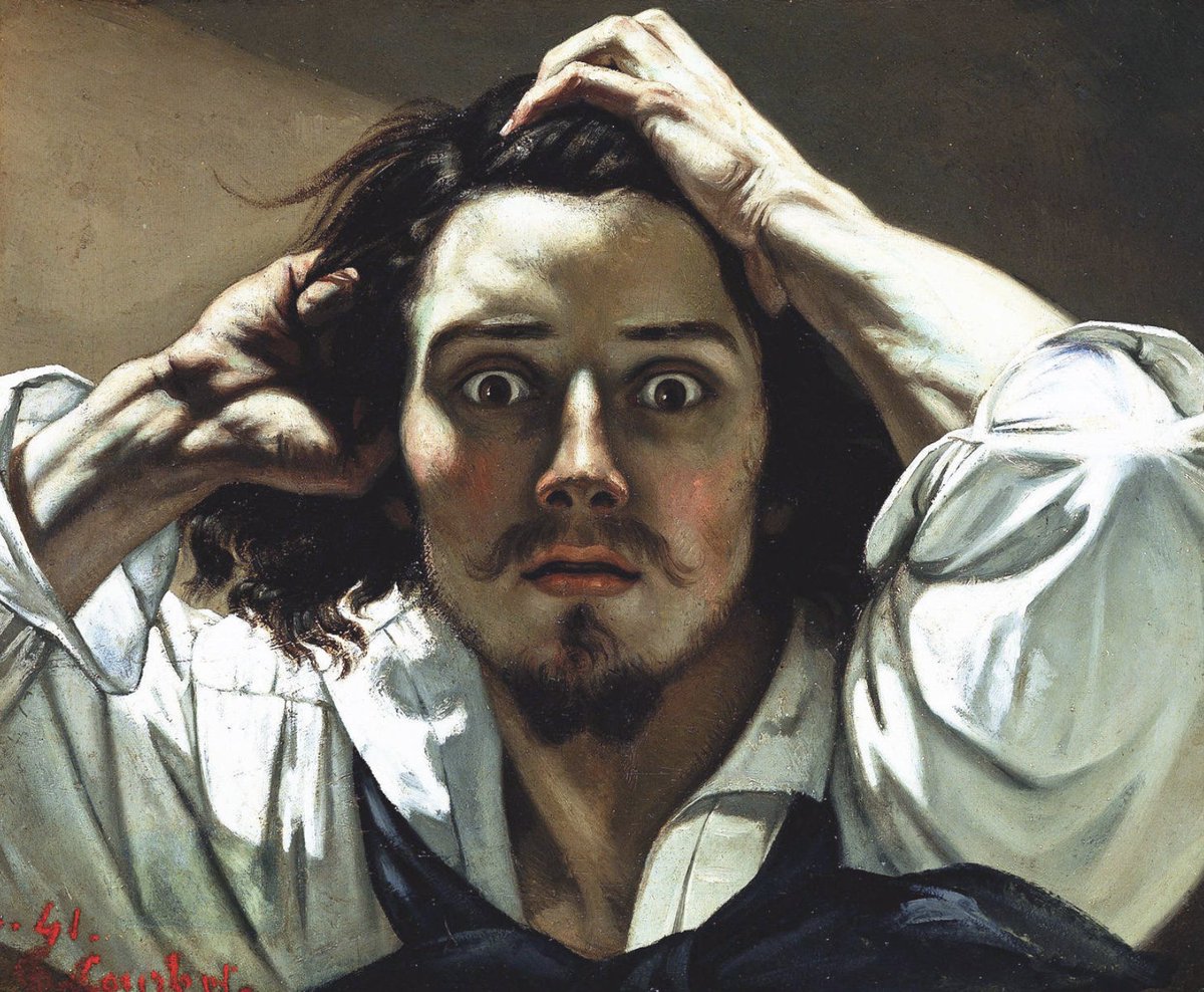 'Le Désespéré' Does not look like one to me...What is he really thinking about? (Gustave Courbet, 1843–1845)
