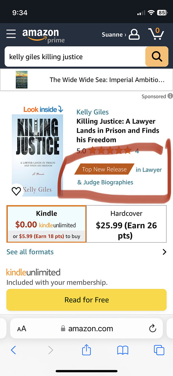 @electroboyusa YAY! #Killingjustice  is a #TOPnewrelease   in #lawyers  and #JUDGED #Biographies!!! I guess I'm a real #writer now, lol. #lawandjustice #mentalhealthcare #SpiritualJourney #ptsdwarrior