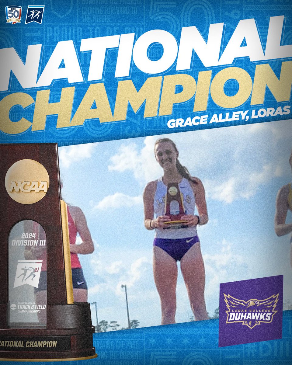 🏆 NATIONAL CHAMPION 🏆 Grace Alley of @LorasAthletics wins a close one in the women's heptathlon with a total score of 5,289 points. #D3tf | #WhyD3