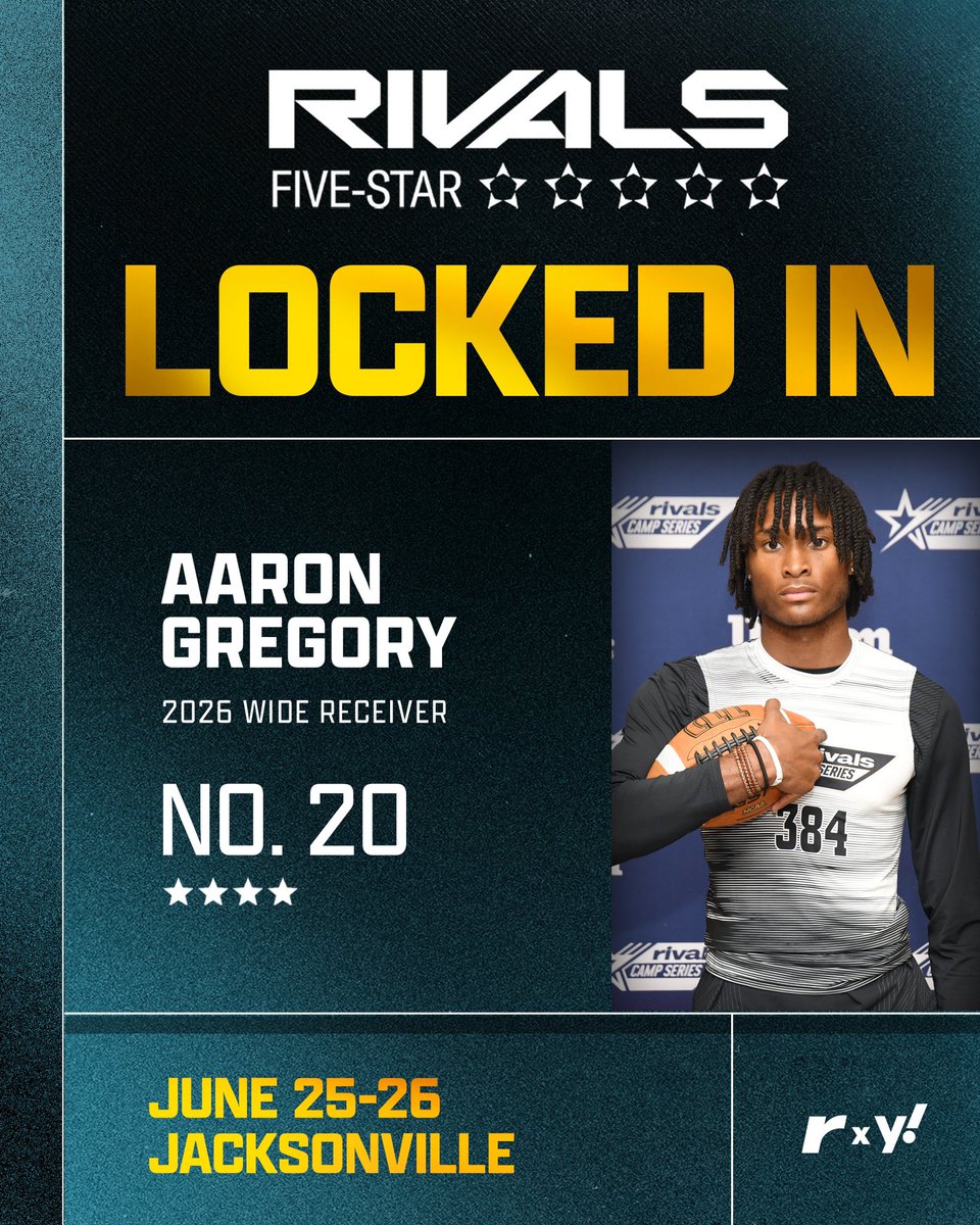 🚨LOCKED IN🚨 4⭐ WR Aaron Gregory is one of the 100 BEST prospects in the country coming to Jacksonville to compete at the Rivals Five-Star on June 25-26🔥