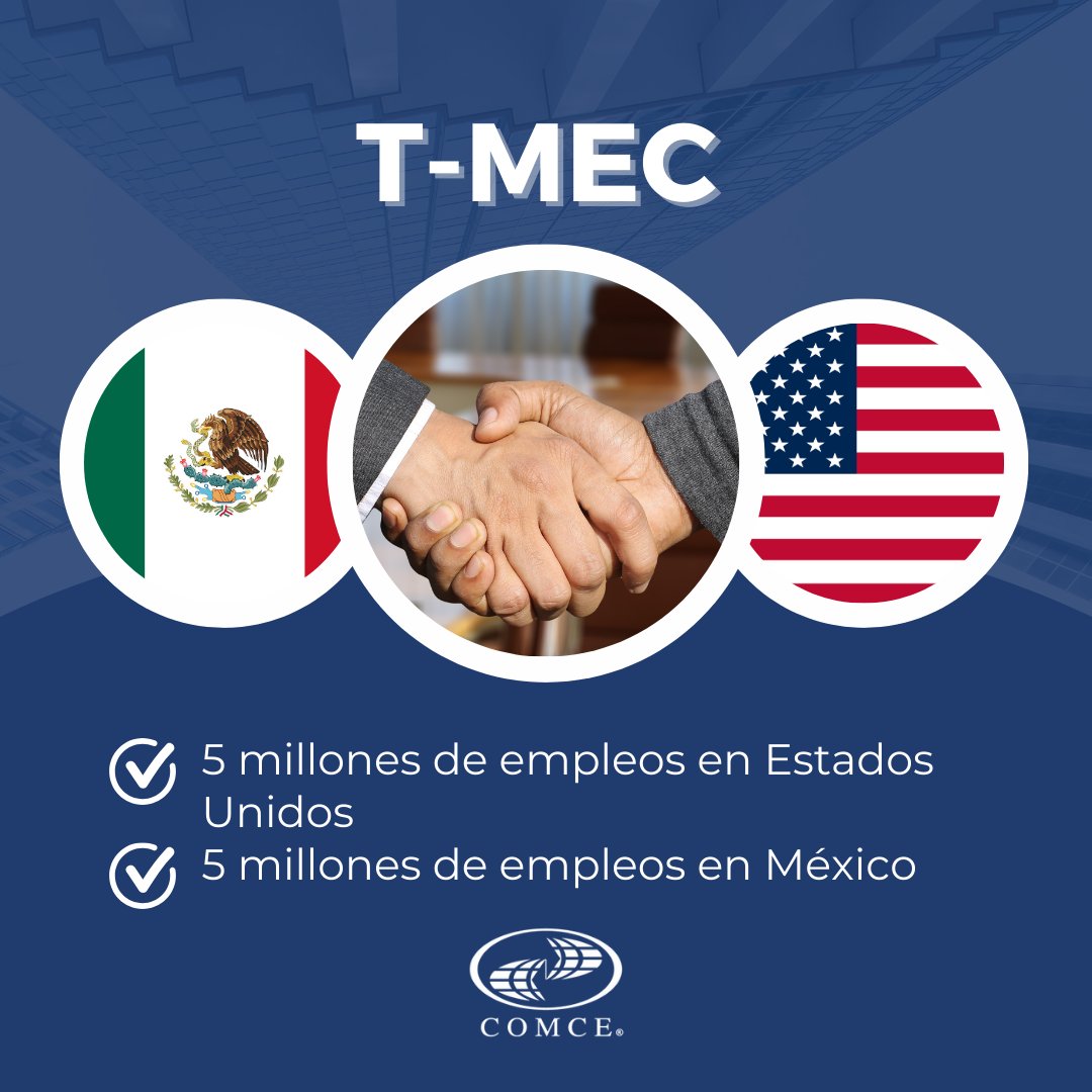 ¡El T-MEC impulsa la creación de empleos directos!🌍 📈

En el 2021 el #TMEC  generó 2 millones de empleos en EU y México. En #COMCE, seguimos trabajando para llevar lo mejor de México al mundo y traer lo mejor del mundo a México. 🌐💼
 
Más👉🏼 ow.ly/8Ps450RUEMu
