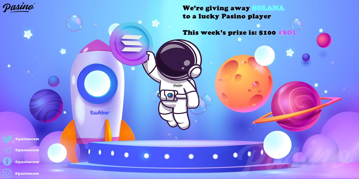 PasinoCom's tweet photo. You are invited to hang out at https://t.co/YXrRw5pXPt and win a shared prize of  $SOL 🎰

🔹RT+💙+Follow
🔹Tag #Crypto friends
🔹Use #GiveawayAlert #cryptocurrencies #Solana #SOL

🏆5 winners (20$ each)
⌛May 26 @ 9PM EST
🛑Account min lvl: 10
$DOGE #Dogecoin #ETH #Bitcoin https://t.co/w88M7mtabb