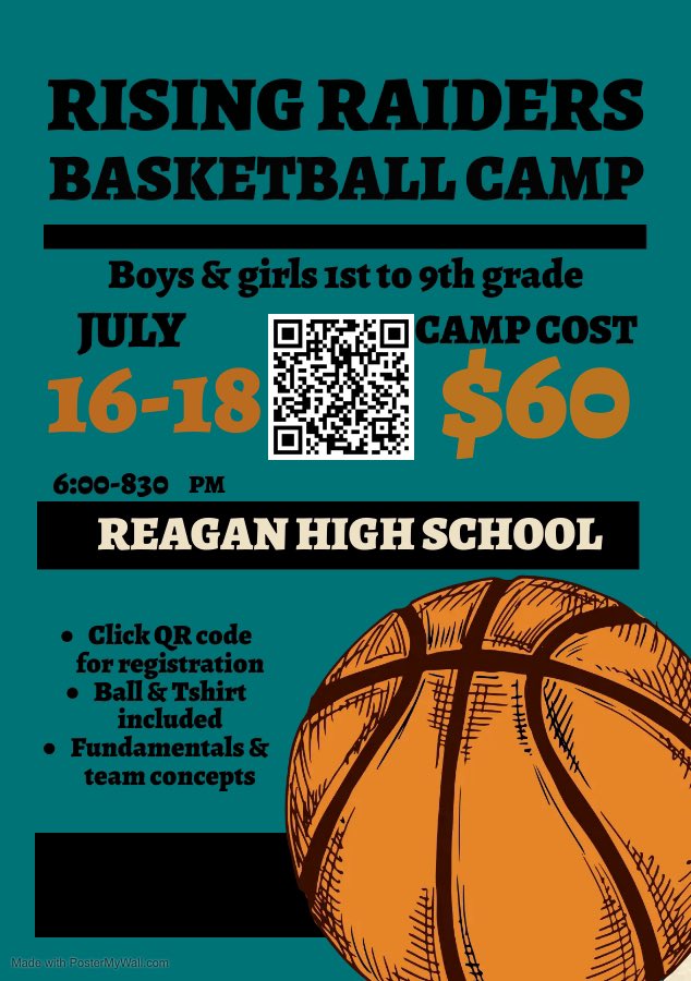 Rising Raiders Basketball Camp July 16-18 register today!!!
