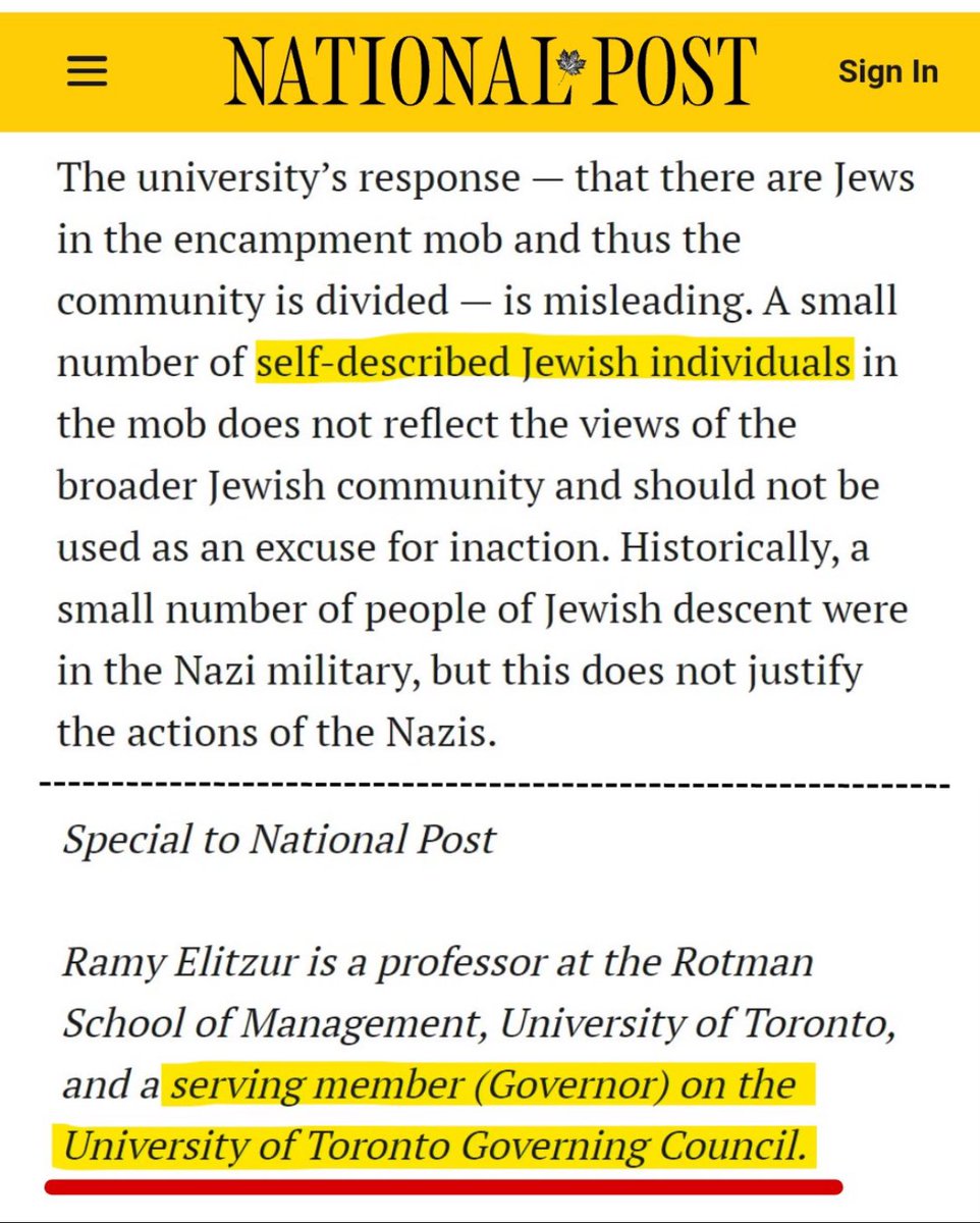 Ramy Elitzur says Jewish faculty & students @occupyuoft are Nazi collaborators & “self described Jews” Tonight @IfNotNowOrg & @JewsSayNo & @FacultyJewish will hold their 4th Shabbat service at encampment. Ramy is a professor @rotmanschool @UofT & sits on the governing council.