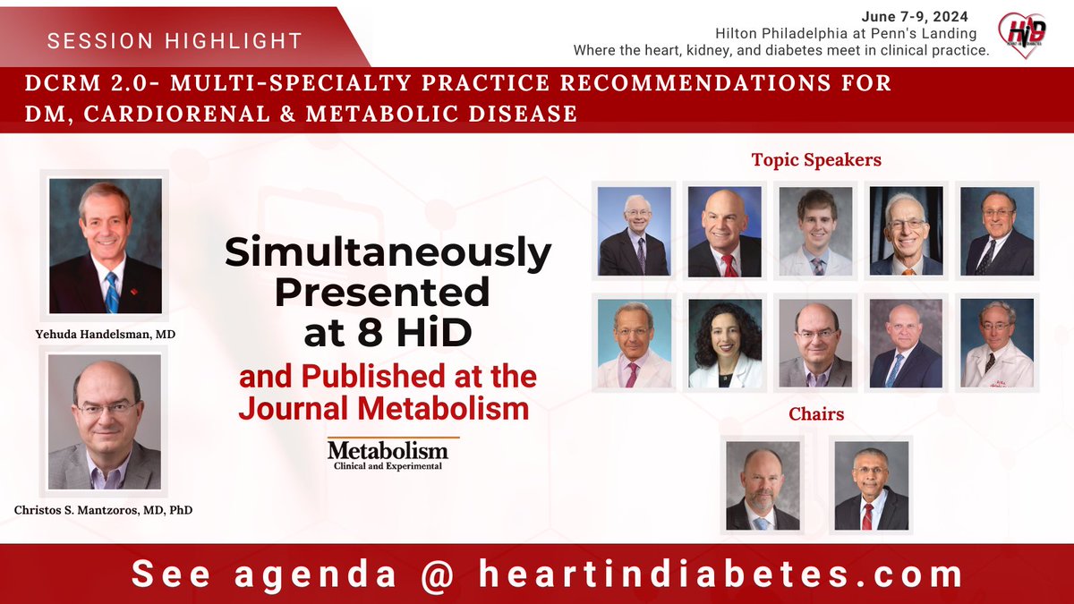 Learn about DCRM 2.0 - Multi-Specialty Practice Recommendations for DM, Cardiorenal, & Metabolic Disease. Simultaneously presented at #8HID and published at the Journal Metabolism. #HID24 #CME #CKM #8thHeartinDiabetes #MedEd #HID2024 @SJGreene_md @ErinMichos @JavedButler1