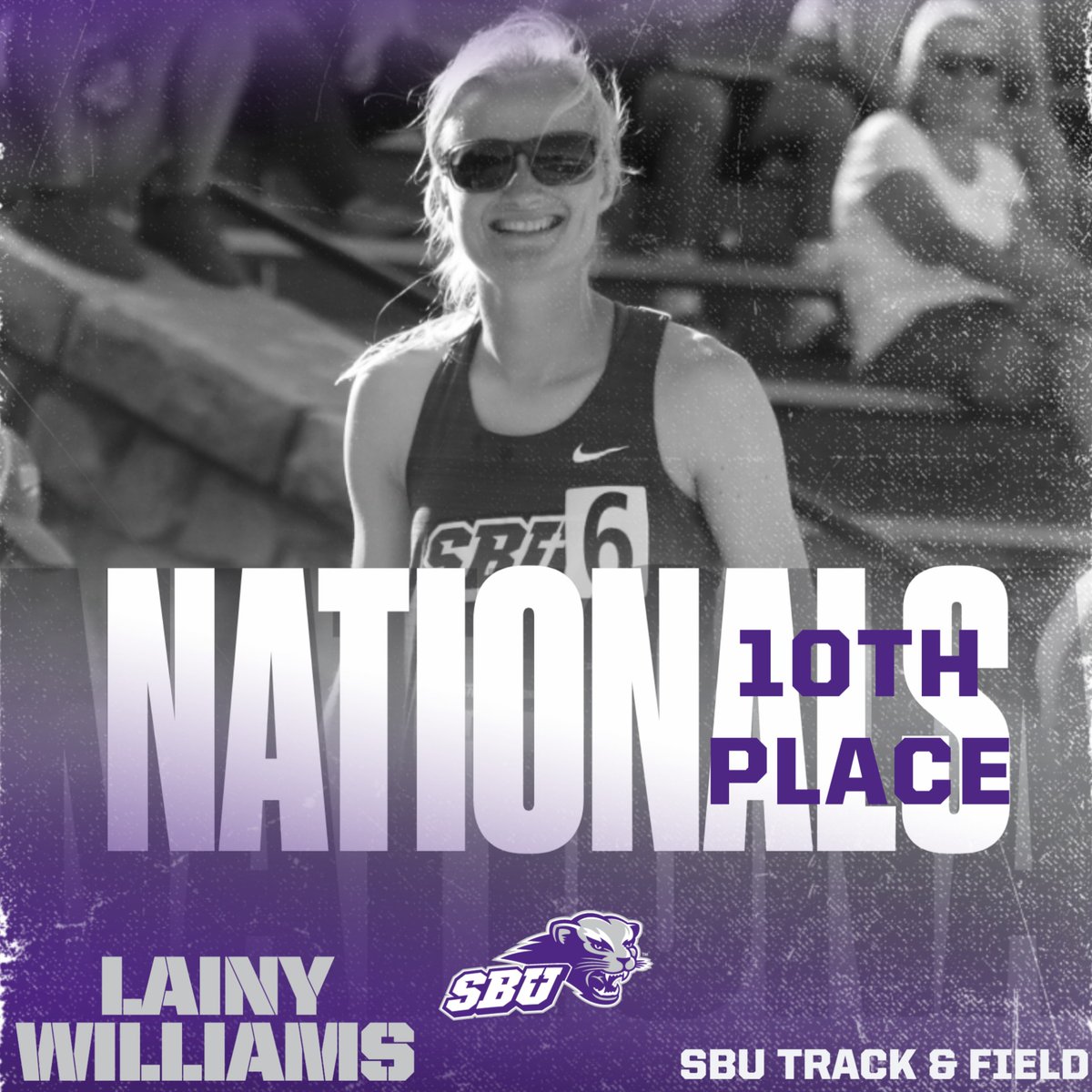 Lainy Williams finishes her amazing career with a 10th place finish in the 800-meter run!! This is her best finish at a National Championship! Way to go Lainy!! #RollCats @SBUniv