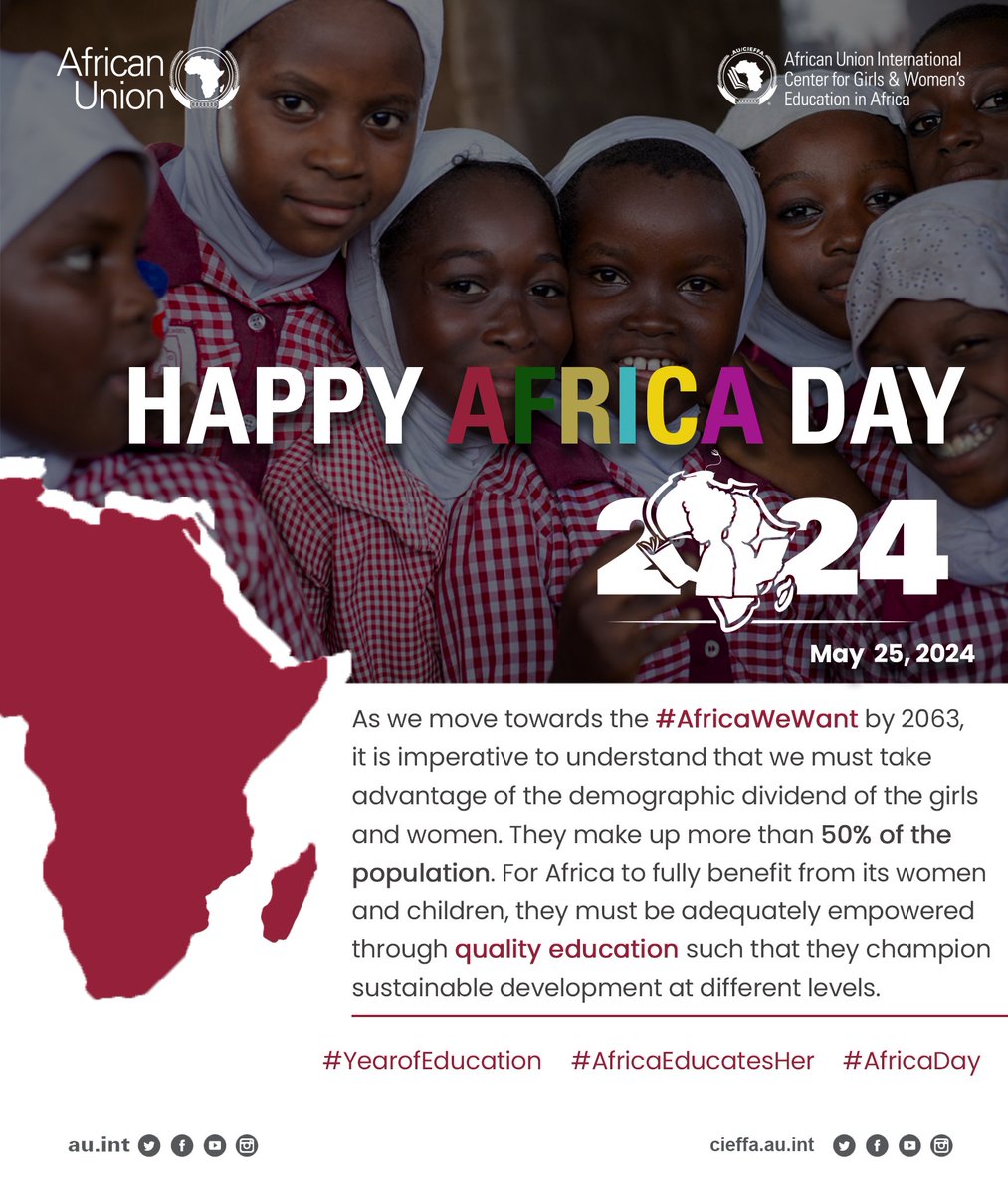 Happy Africa Day 2024

#AfricaDay #AfricaEducatesHer #YearofEducation #education #AfricaWeWant #AU_PANCOGEd1