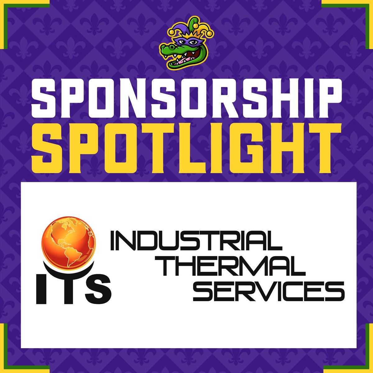 Thank you to ITS (Industrial Thermal Services) for sponsoring the Gumbeaux Gators! 🐊⚾️

#gumbeauxgators #geauxgators