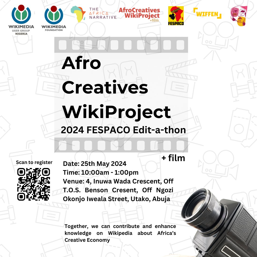 Proud of our cooperation with <a href="/TheAfrNar/">The Africa Narrative</a>
<a href="/WikimediaNG/">Wikimedia User Group Nigeria</a> <a href="/wikiabujanet/">Wikimedia Abuja Network</a> on the #afrocreativeswikiproject in Abuja-Nigeria. Excited to contribute to increasing #africanfilms and content on the largest free encyclopedia on earth. #ACWPFESPACO24 #Wikipedia #WIFFEN24