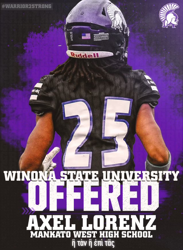 AxelLorenz3's tweet photo. After a great talk with @Coach_Bergy I am extremely grateful to say I have received an offer from Winona State!!
@CoachCosgrove18 @mwscarletfb https://t.co/zBRkO9RZXf