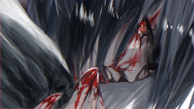 「blood on face red eyes」 illustration images(Latest)