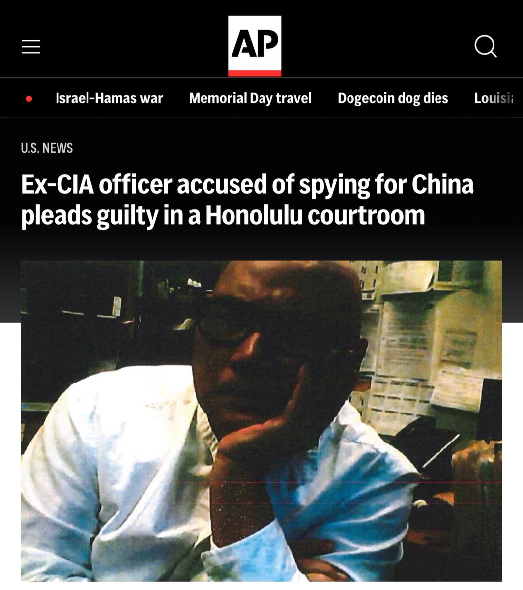 🔥 Alexander Yuk, a former CIA officer and contract linguist for the FBI accused of spying for China for at least a decade, has pleaded guilty in a federal courtroom in Honolulu. Yuk has been in custody since his arrest in Aug 2020. There’s “a war chest of damning evidence”