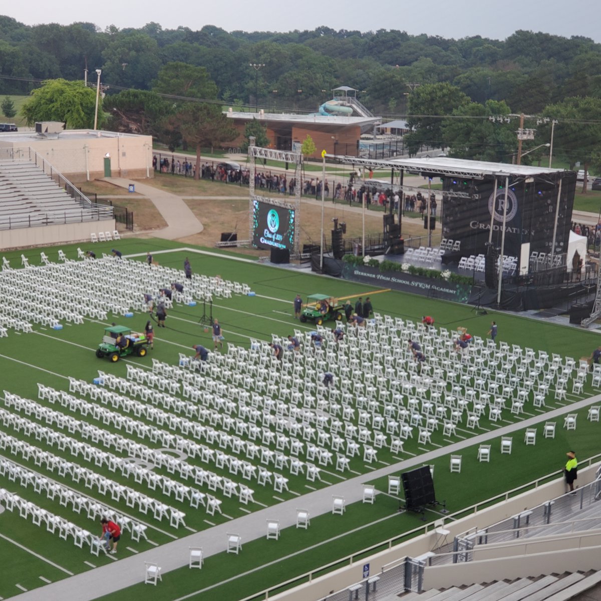 Due to weather, the Berkner HS graduation ceremony has been delayed until 8:30. Gates to tentatively open at 7:45 p.m.
