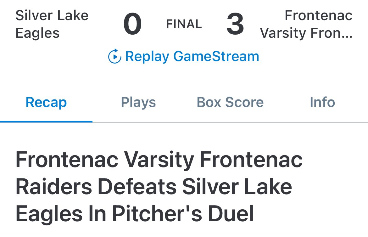 ChazWrightTV's tweet photo. 🚨 STATE CHAMPIONS 🚨

The Frontenac Lady Raiders are your Class 3A State Champions after defeating Silver Lake, 3-0! 🥎🏆

Avery Johnson earned the win in the circle striking out 5 batters! 

Abi Beaman had a Solo HR and Ella Sullivan reeled in two RBI’s! https://t.co/RCT91z7uBA