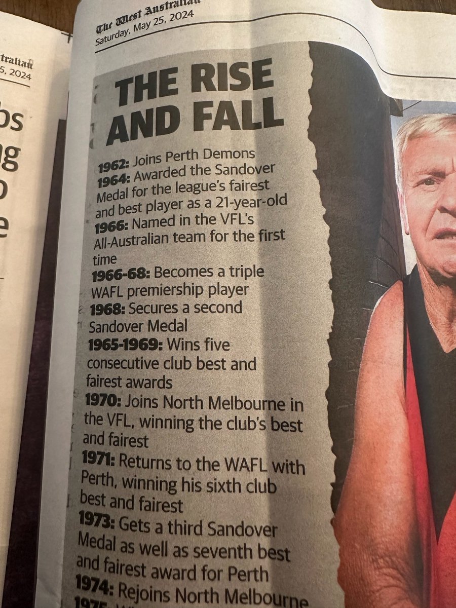 The "VFL's All-Australian team"? Seriously? How could a state league have an All Australian team? And if somehow it did, how would a player from the other side of the country get in it? #afl
