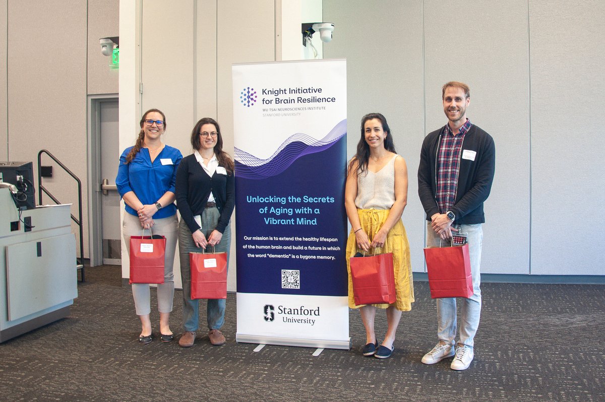Thank you to all who joined us at our year-end symposium and poster session to learn more promising studies supported by the Knight Initiative. Congrats to our poster session winners: Stephen Clarke, Charlotte Herber, Paloma Navarro Negredo, and Kristy Zera! #BrainResilience
